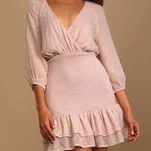 NWT Lulus Mauve Smocked Mini Dress